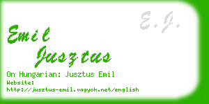 emil jusztus business card